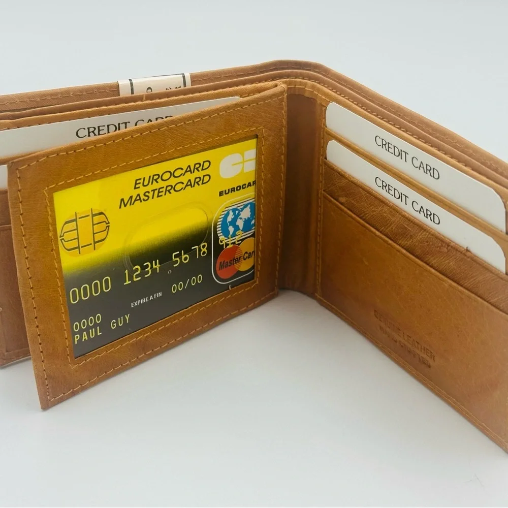 Bi-Fold Wallet BUNDLE Hand Crafted Genuine Leather (7) Pieces as pictured NEW!!